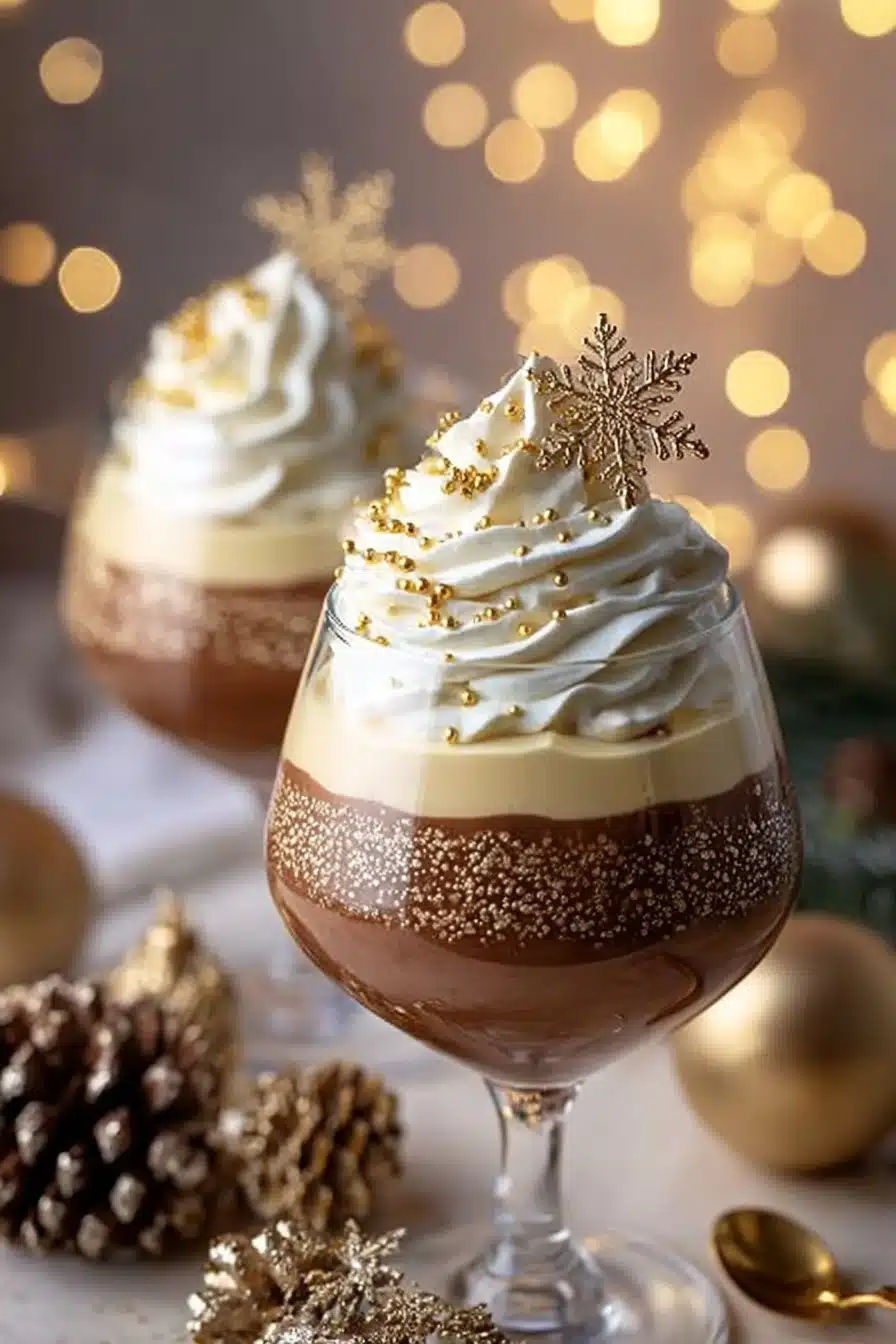 Desserts festifs : verrines de Noël sucrées garnies de fruits et crèmes