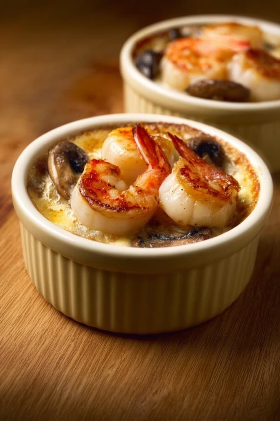 Délice Marin : Cassolette de Saint-Jacques, Crevettes et Champignons