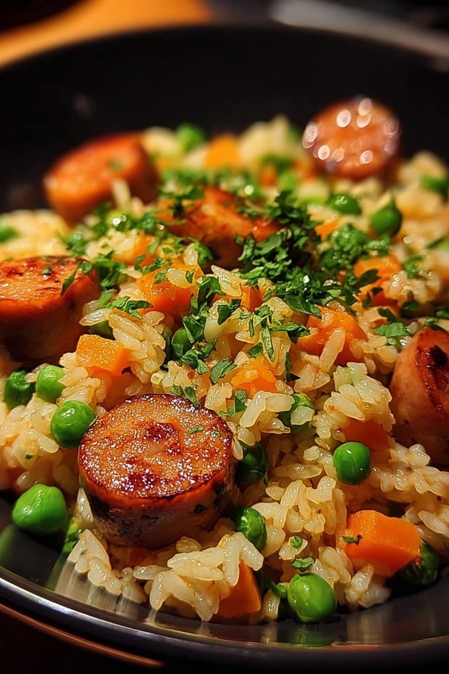 Riz aux Saucisses et Petits Pois