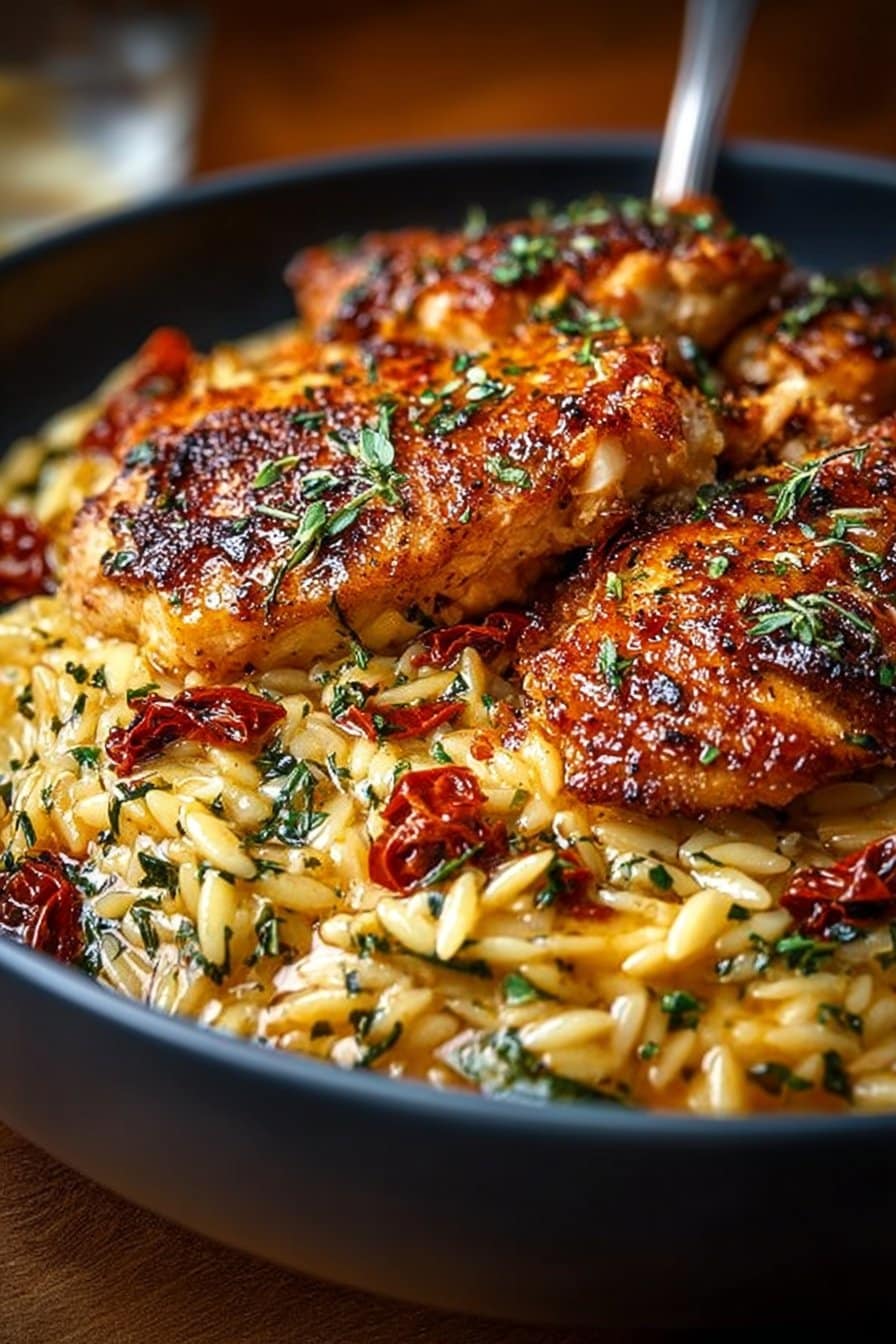 Orzo crémeux au poulet à la toscane : un plat savoureux !
