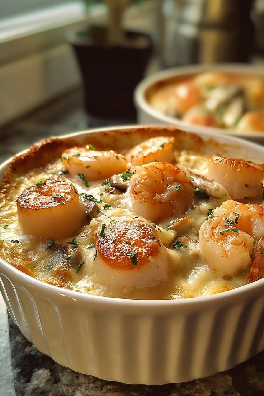 Cassolette aux noix de Saint-Jacques et crevettes