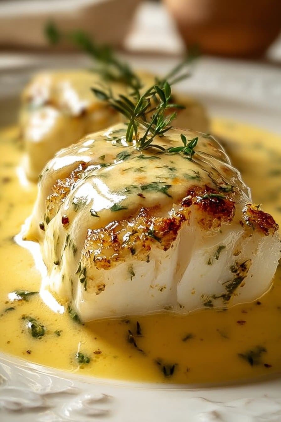 Cabillaud au four à la moutarde et crème citronnée