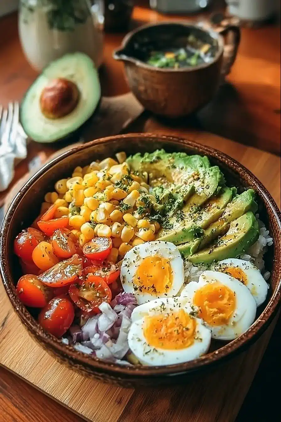 Bol énergétique avec œuf-avocat pour un repas nourrissant et savoureux