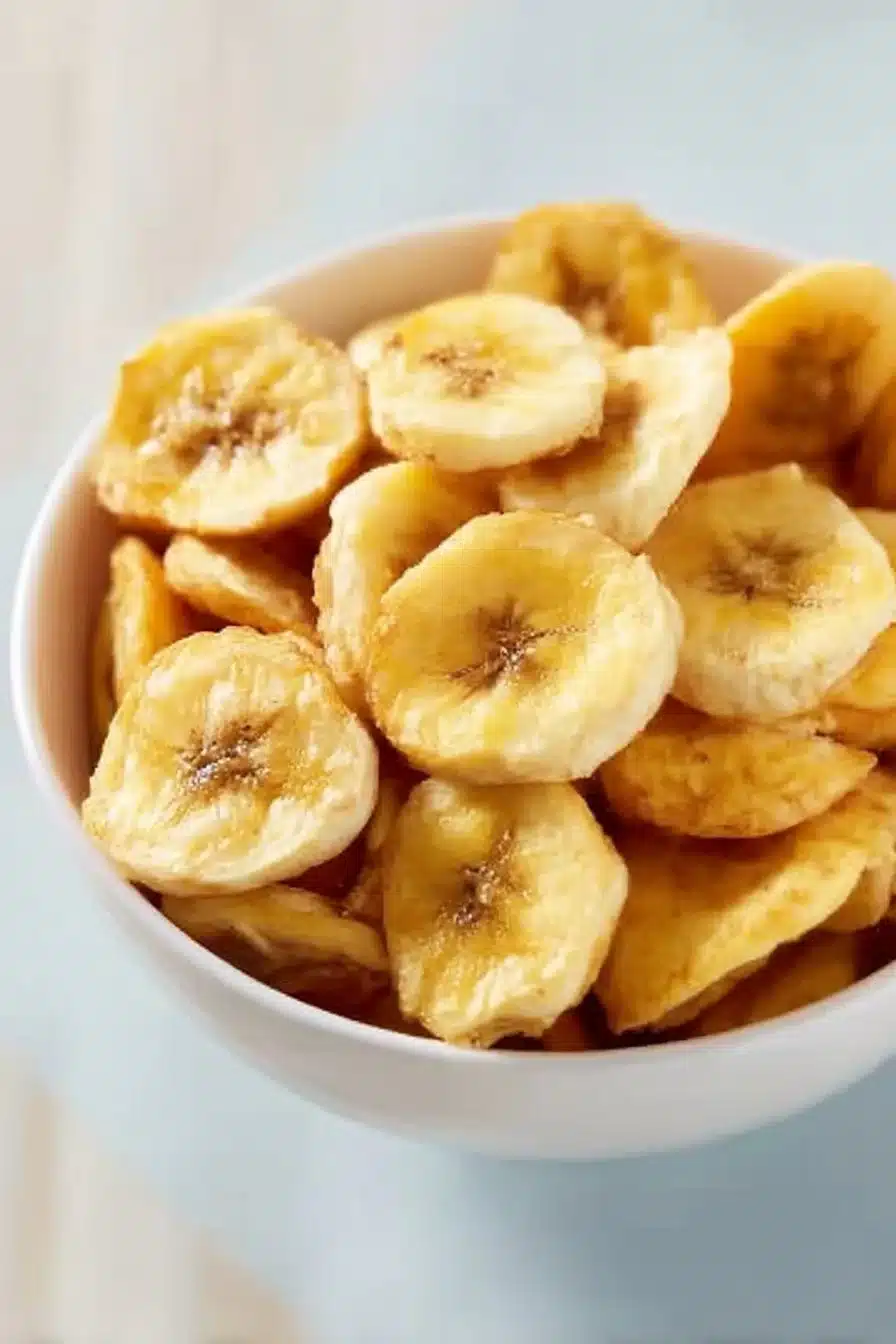 Chips de banane croustillantes préparées dans un air fryer