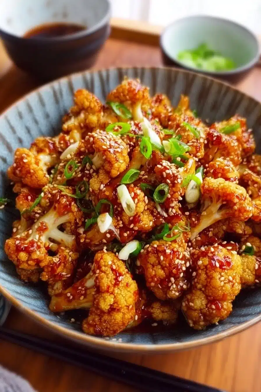 Plat de chou-fleur sésame collant délicieux et sain