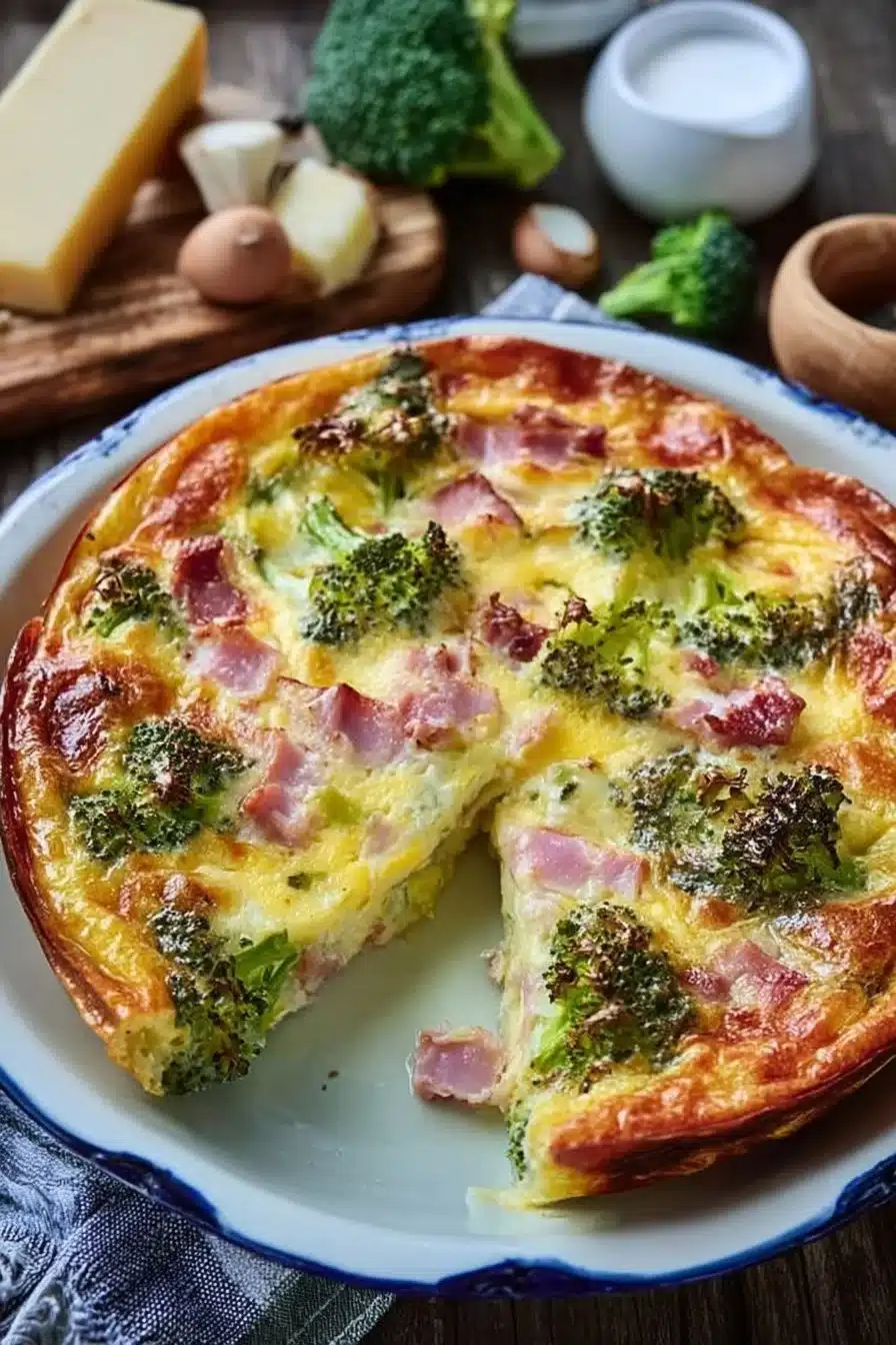 Clafoutis Salé au Brocoli et Poulet, plat savoureux et coloré