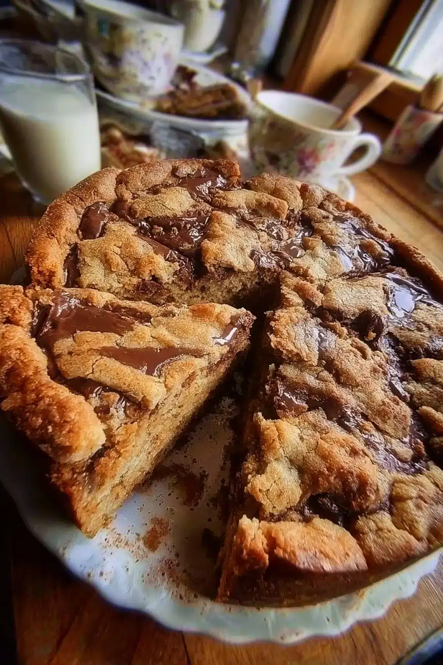 Gros Cookie Géant avec pépites de chocolat sur une assiette