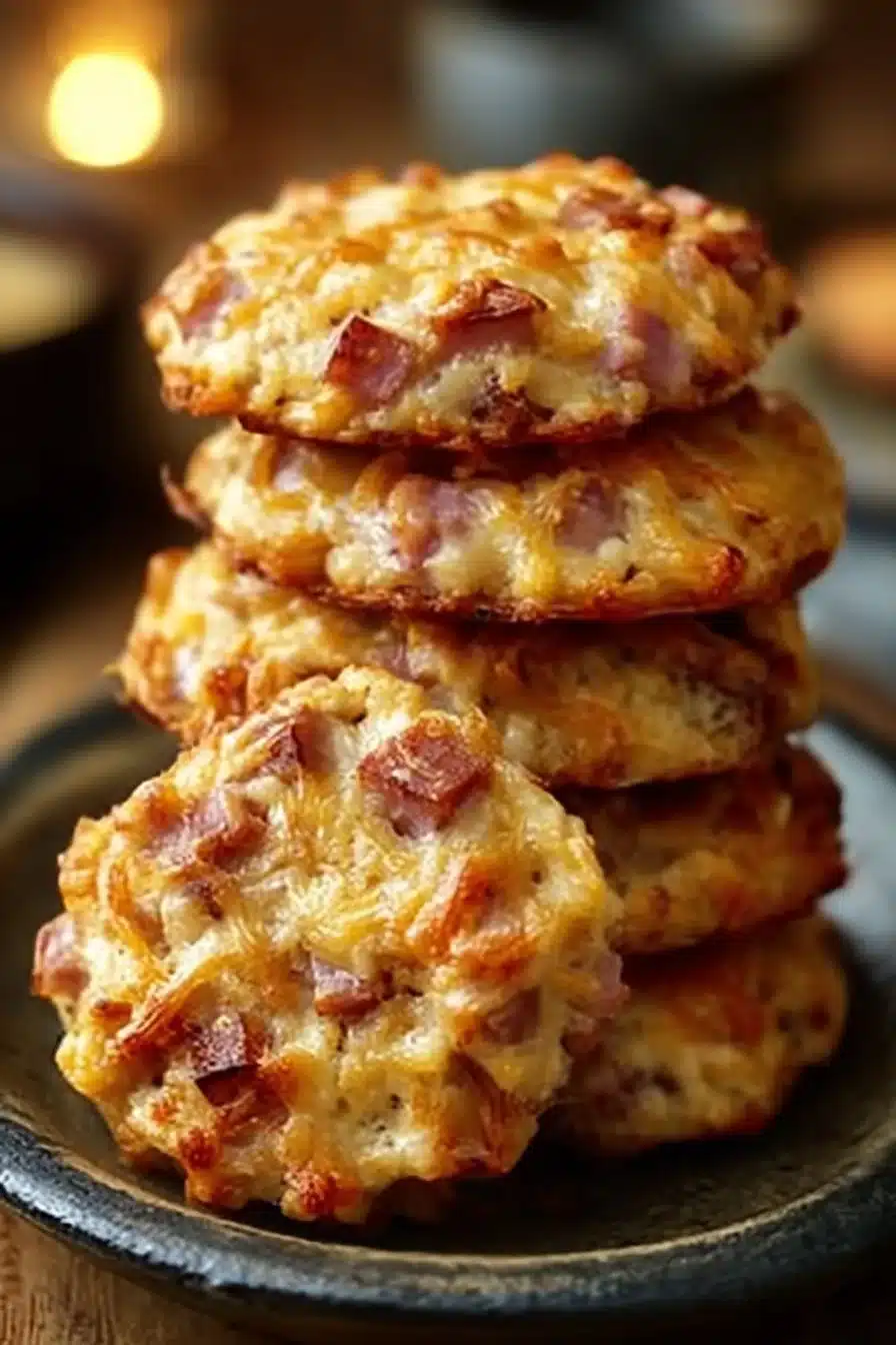 Cookies salés au jambon et fromage, parfaits pour l'apéritif.