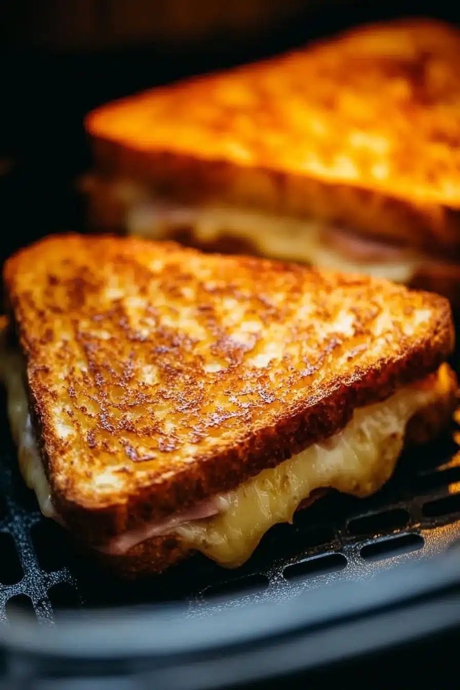 Croque Monsieur : délicieux sandwich au fromage et jambon doré au four.