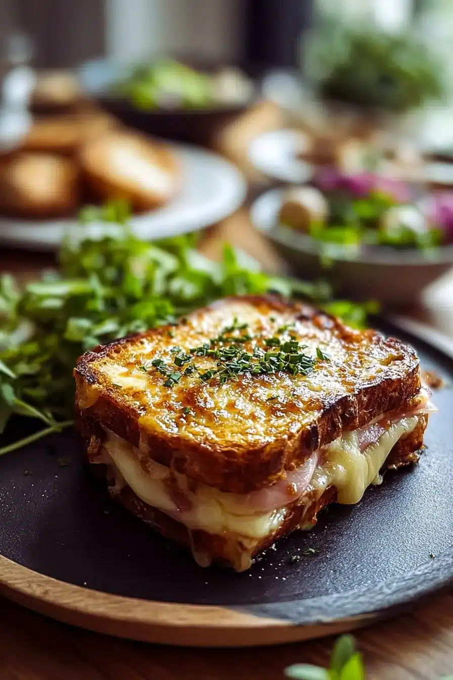 Croque-Monsieur au Four, un plat classique français savoureux et croustillant