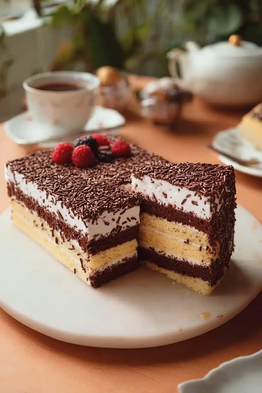 Gâteau Napolitain au chocolat et à la vanille, dessert savoureux et festif