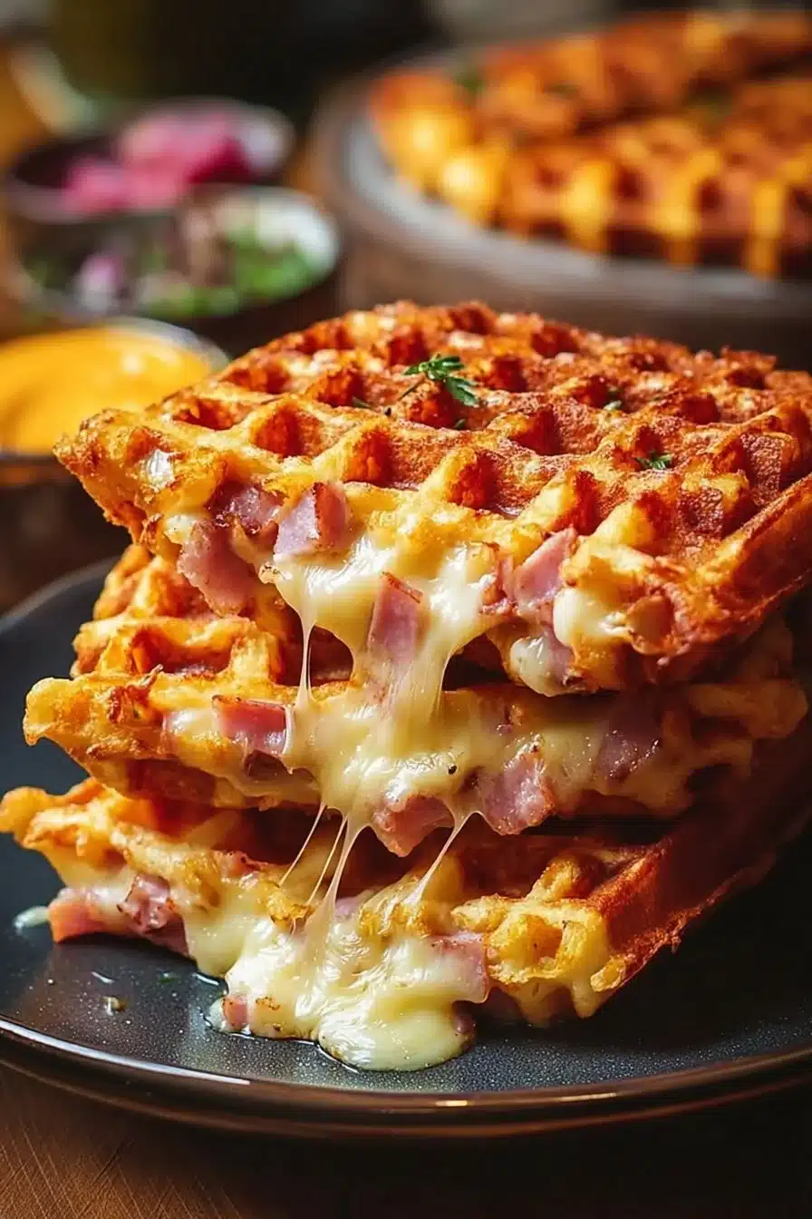 Recette délicieuse de gaufres salées, parfaites pour un repas unique.