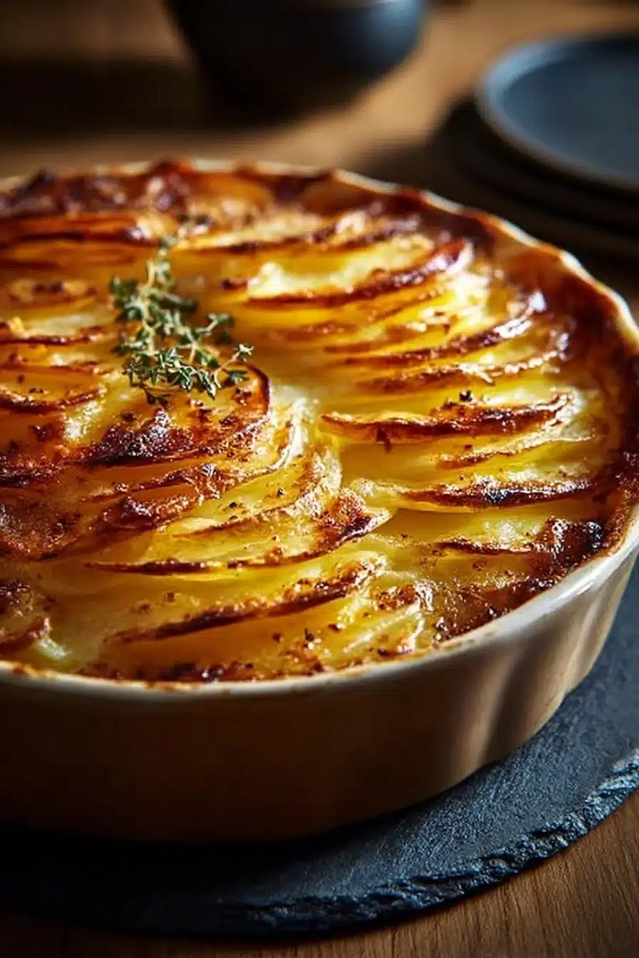 Gratin de pommes de terre croustillants dorés et appétissants