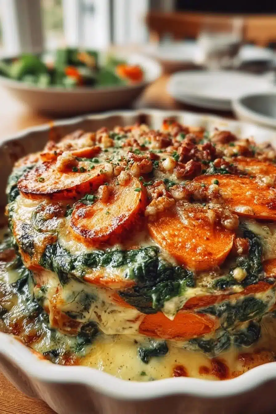 Gratin doux épinards noix savoureux et réconfortant