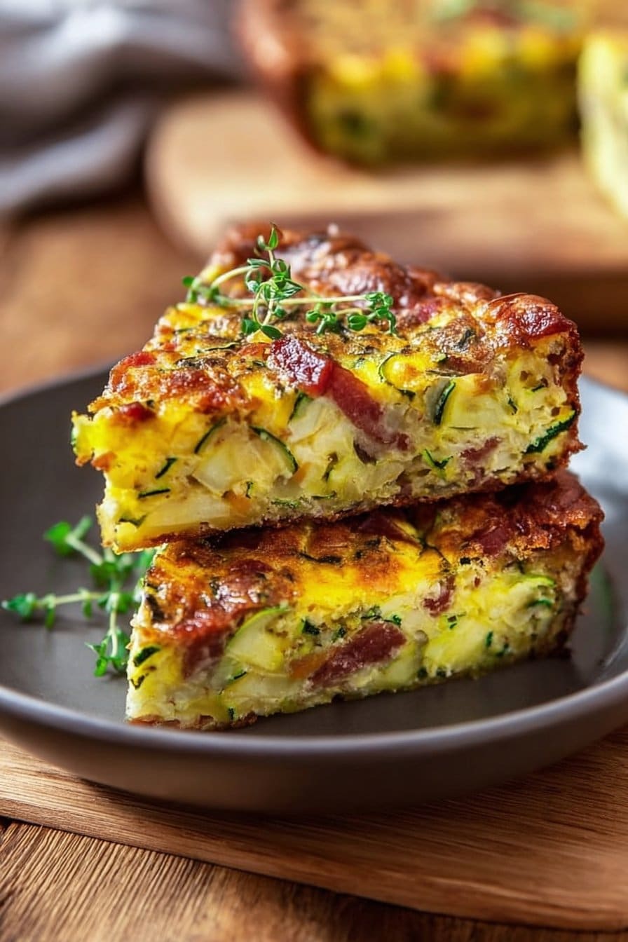 Brownie Salé aux Courgettes, Lardons et Cheddar
