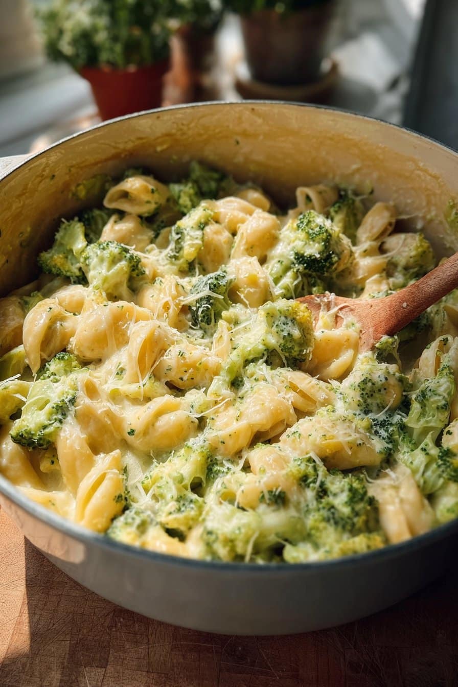 Macaroni au fromage sain et brocoli tout en un