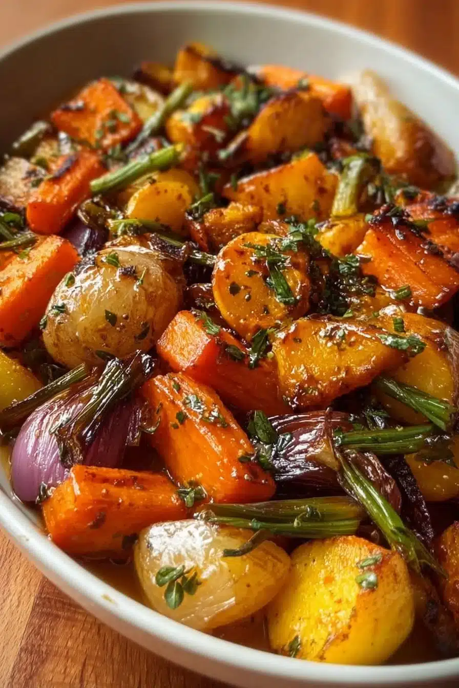 Recette de légumes d'hiver confits épicés dans une assiette