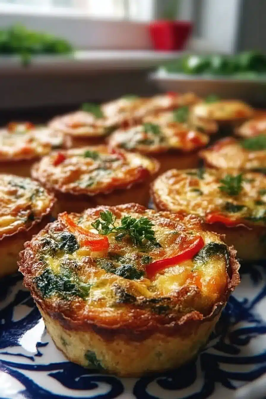 Mini-quiches aux légumes présentées sur un plateau