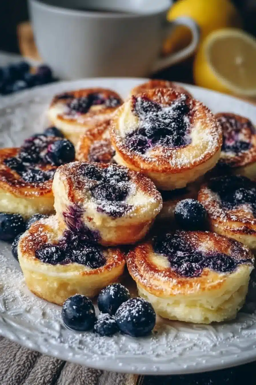 Pancake bites aux myrtilles et citron, délicieuses et faciles à préparer.