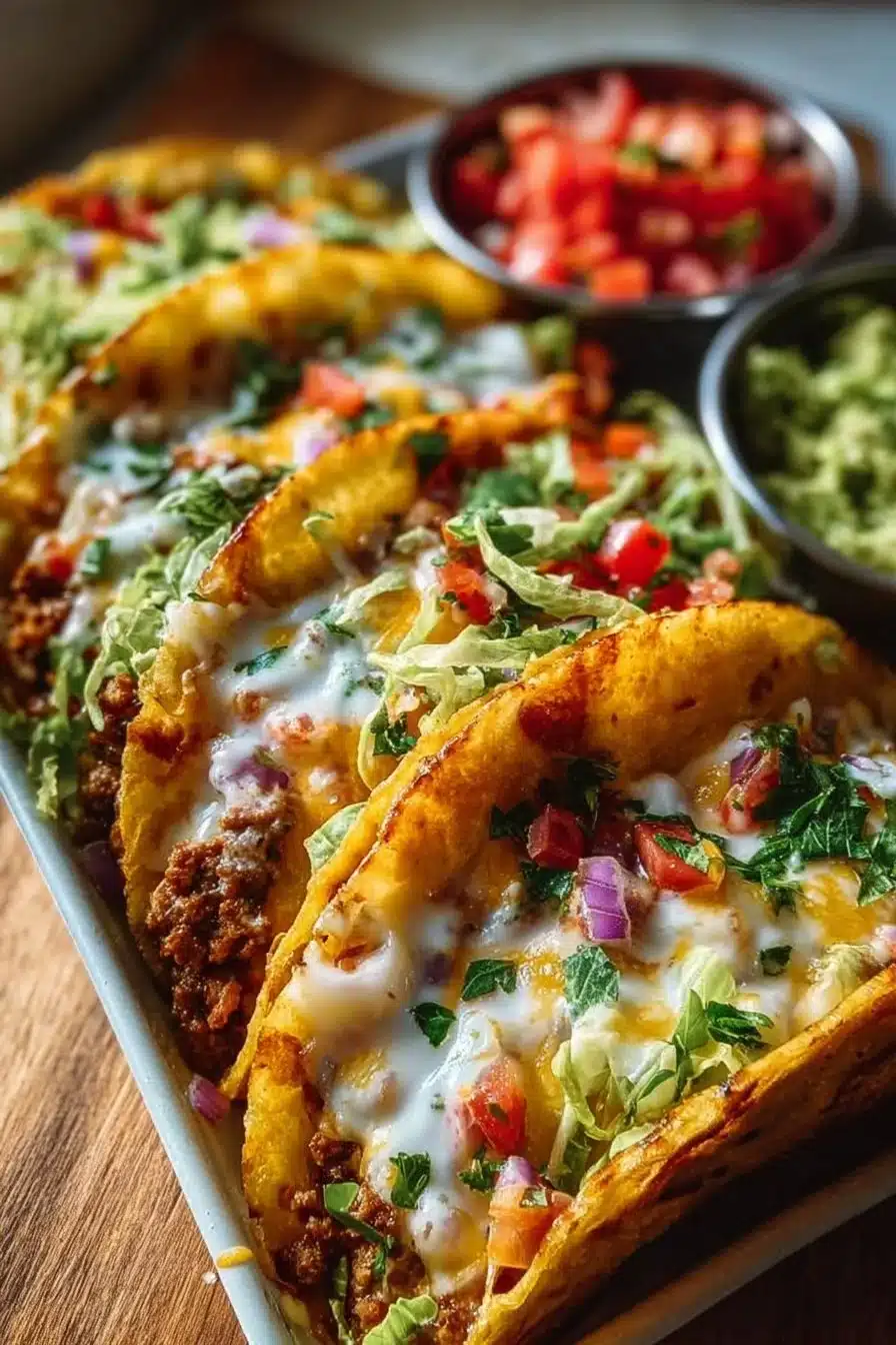 Recette de tacos croustillants au four garnis de légumes et viande