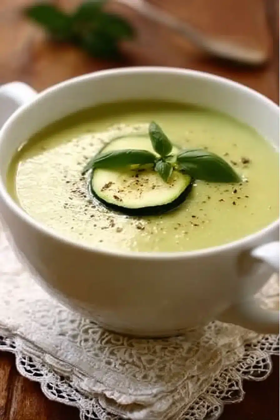 Velouté de courgettes crémeux à la Vache qui rit, parfait pour les soirées fraîches.