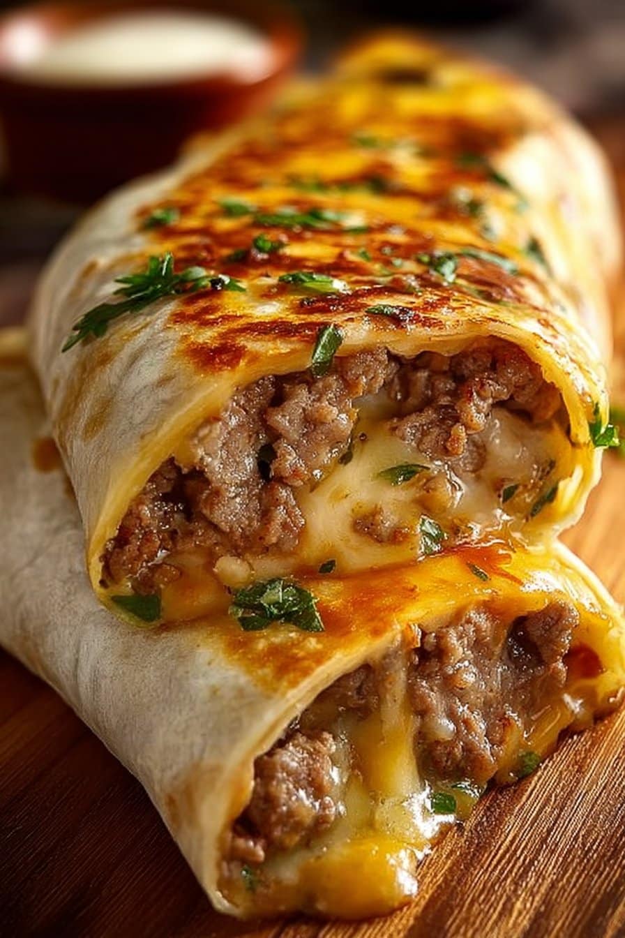 Wraps de Viande Hachée à l'Ail et au Fromage