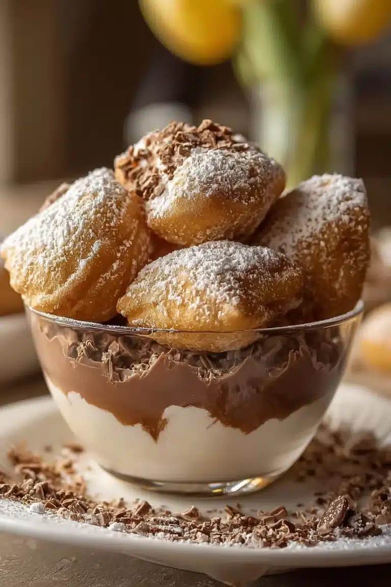 Beignets de Grand-Mère chauds et saupoudrés de sucre glace