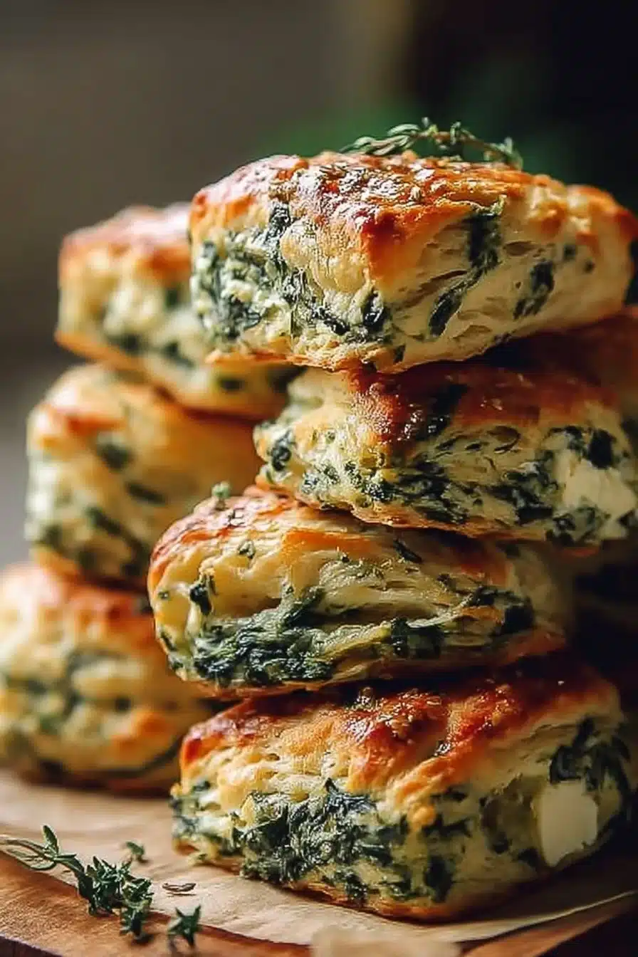 Biscuits de spanakopita aux épinards et feta sur une assiette