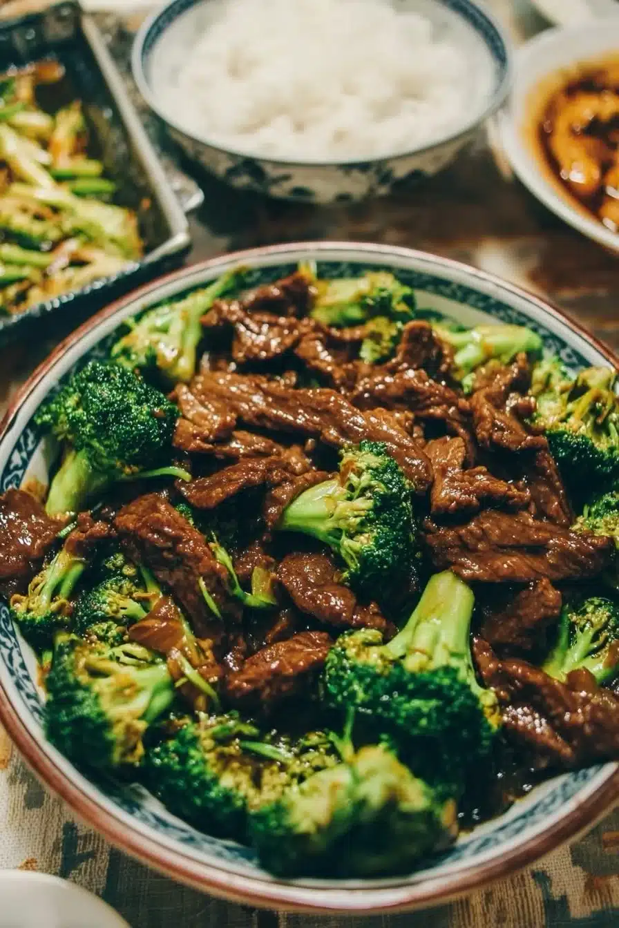 Plat de Bœuf Chinois au Brocoli, authentique et délicieux avec sauce soja.