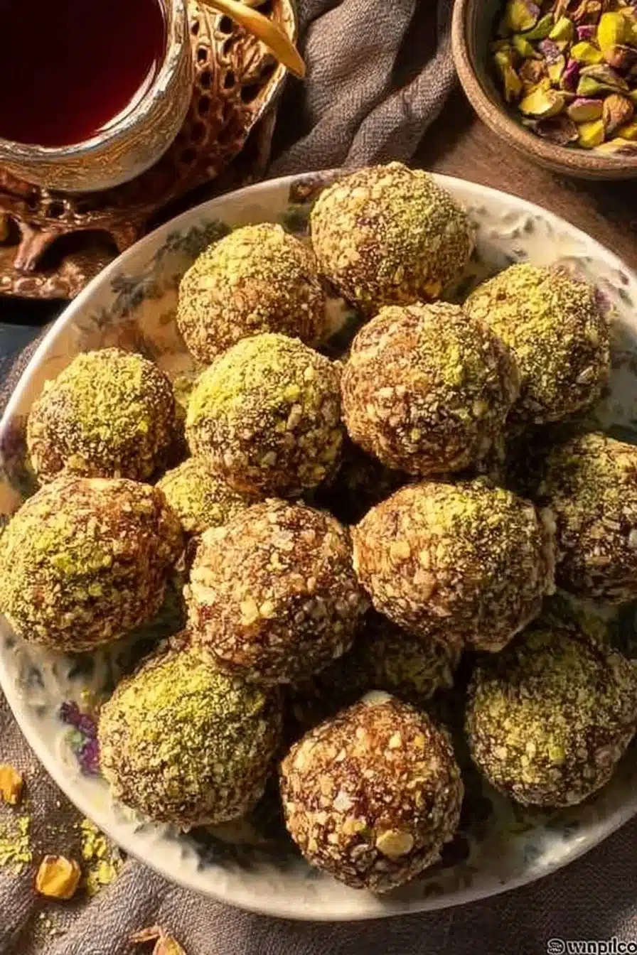 Bouchées de baklava dorées et croustillantes sur un plat.