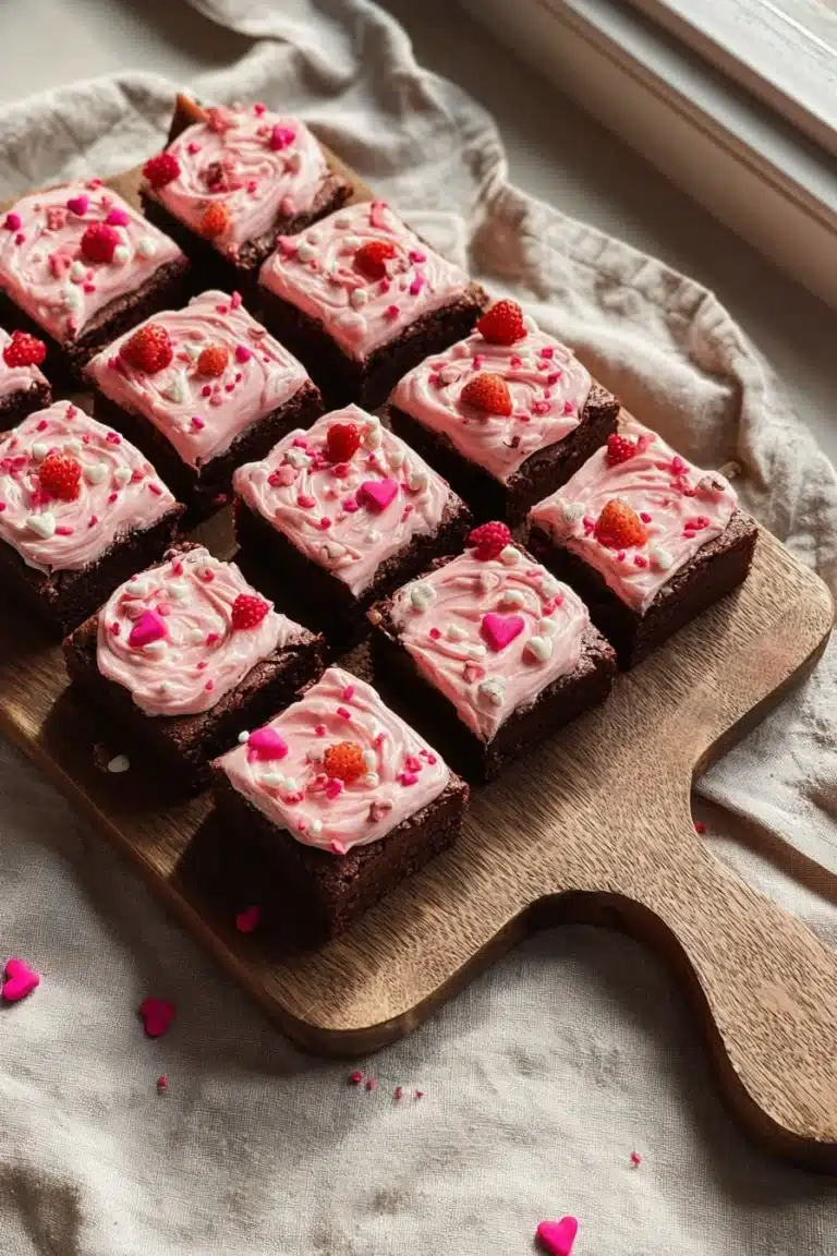 Brownies de Saint-Valentin décorés en forme de cœur