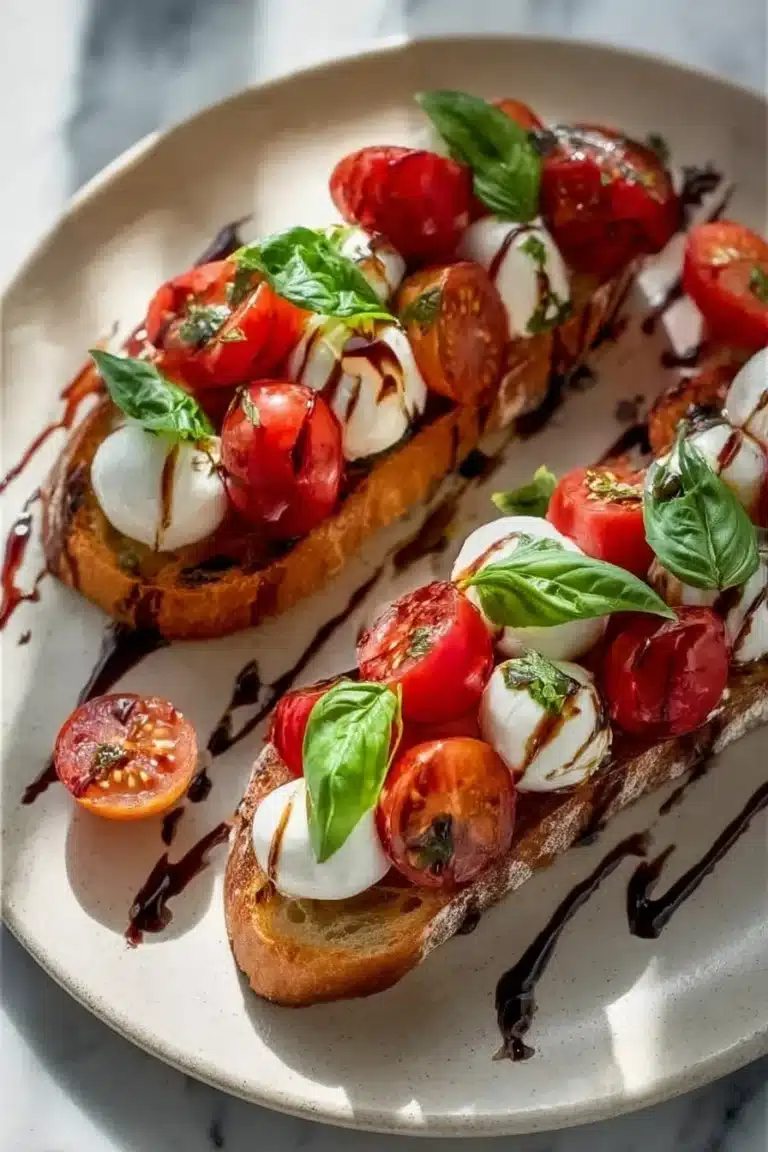 Bruschetta Romantique élégamment dressée pour la Saint-Valentin.