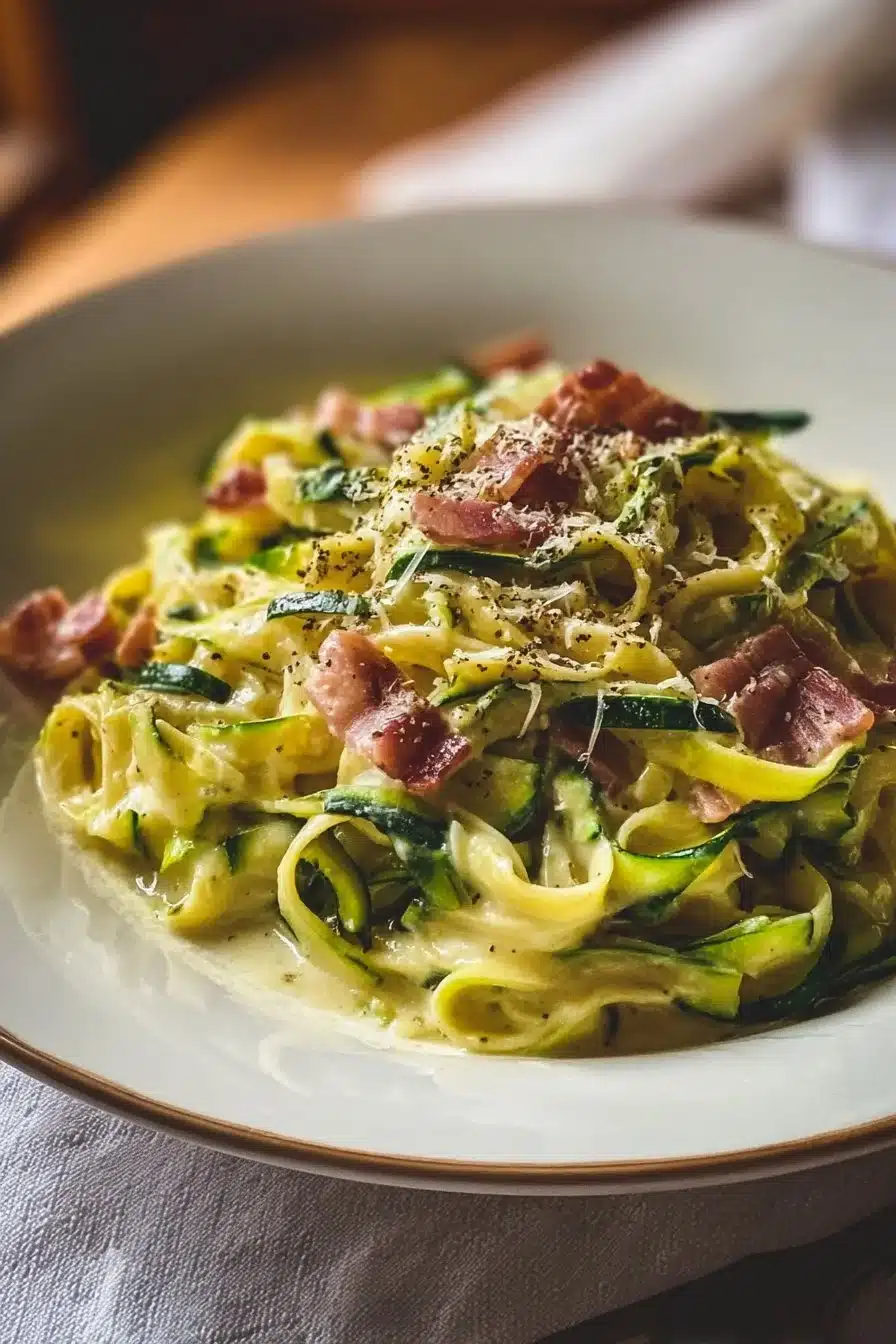 Recette de Carbonara Légère aux Courgettes avec ingrédients frais et sains