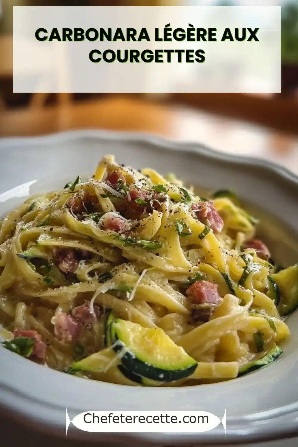 Carbonara légère aux courgettes