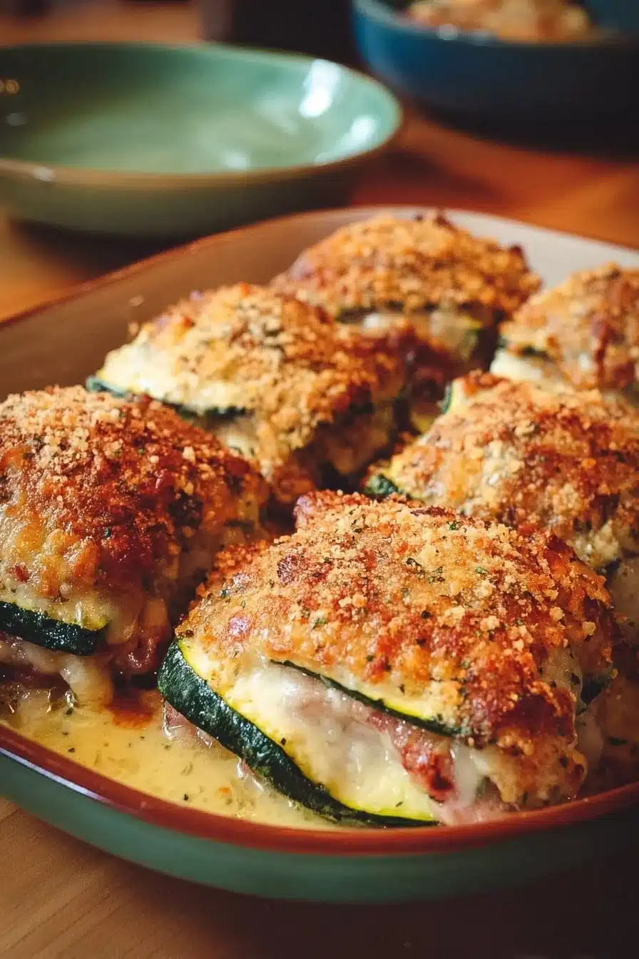 Cordon-bleu de courgette croustillant et savoureux, parfait pour un plat végétarien