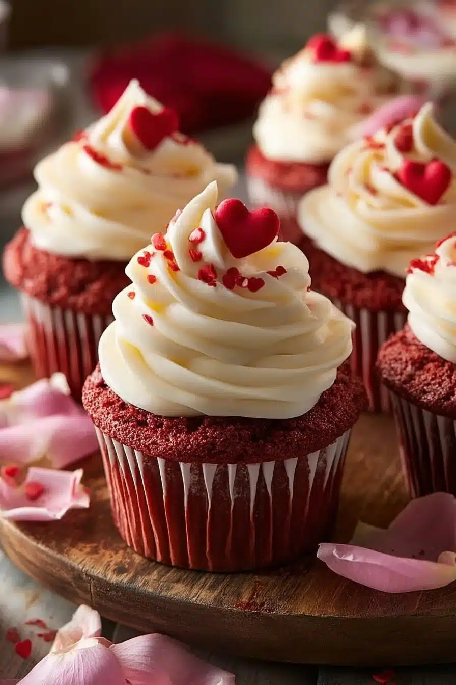 Cupcakes colorés décorés pour la Saint-Valentin