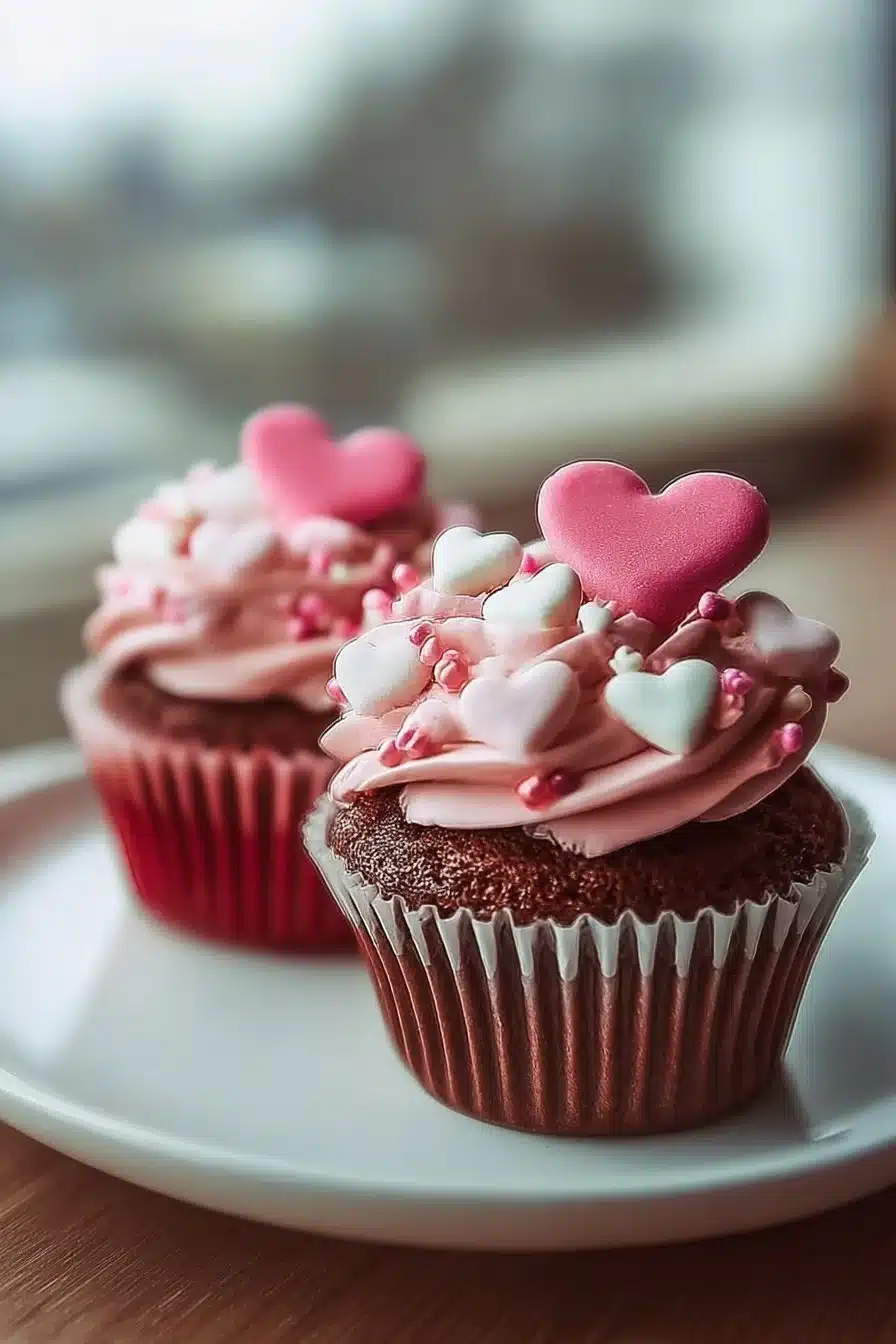 Cupcakes colorés décorés pour la Saint-Valentin