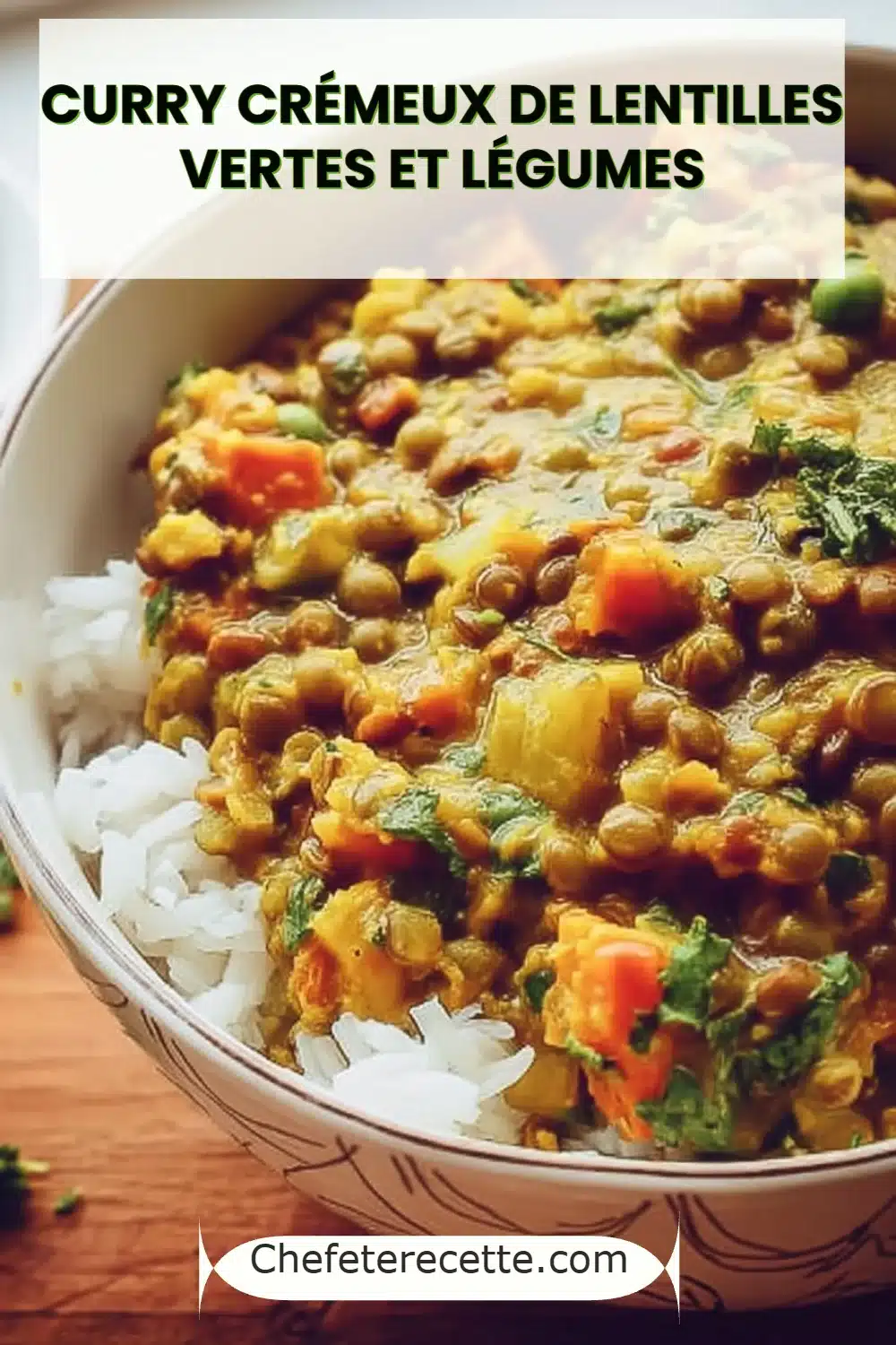 Curry Crémeux de Lentilles Vertes et Légumes