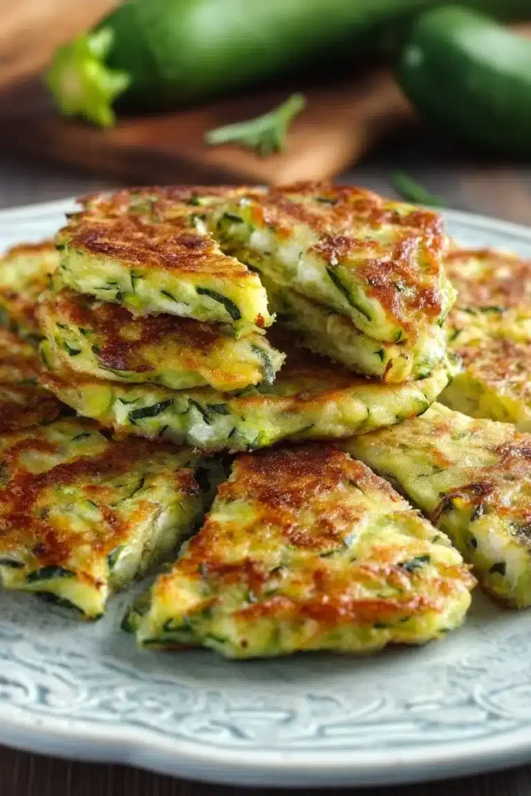 Galettes de courgette croustillantes servies sur une assiette