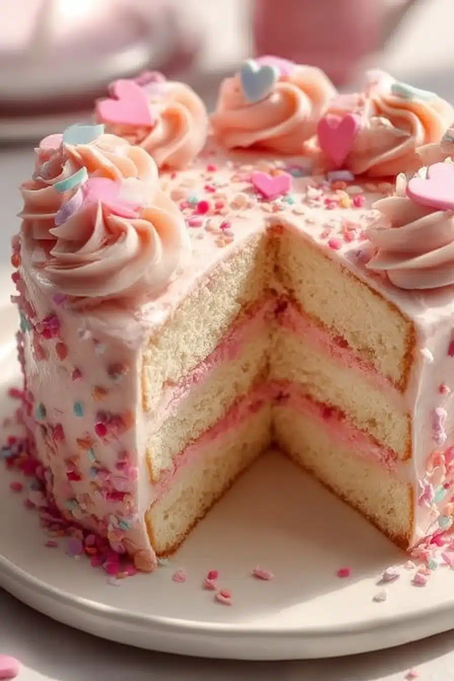 Gâteau Bento décoré pour la Saint-Valentin avec des cœurs et des couleurs romantiques