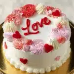 Gâteau Miniatures Cœurs et Rosettes sur une table décorée