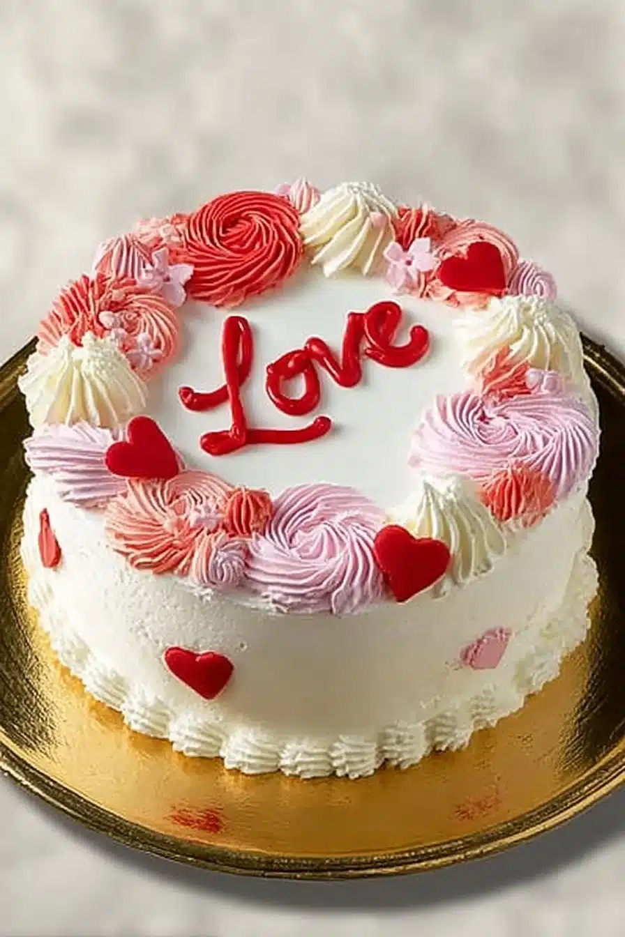 Gâteau Miniatures Cœurs et Rosettes sur une table décorée