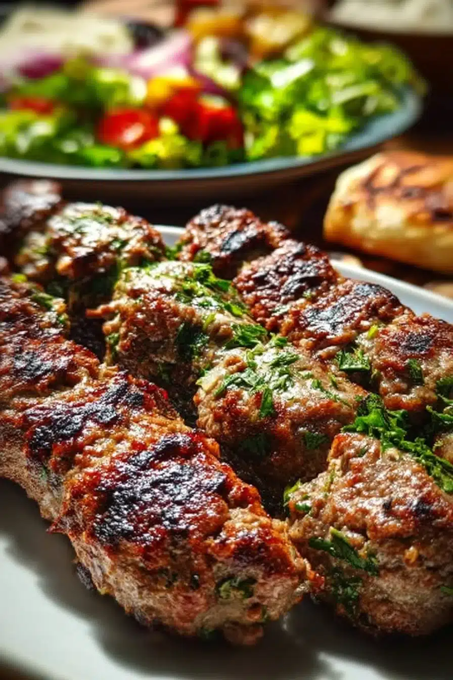 Kebabs savoureux de kafta de bœuf grillés et épicés