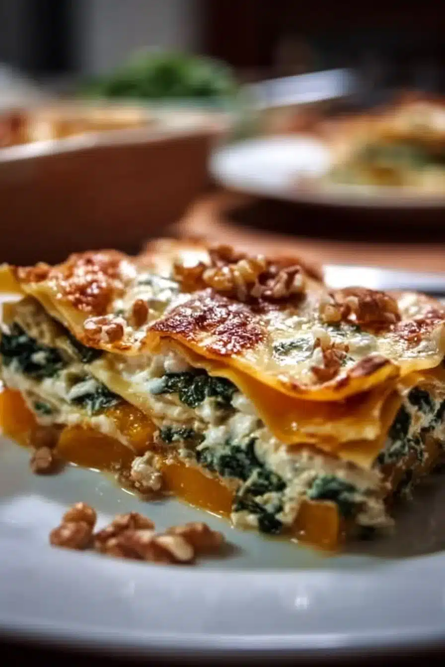 Lasagnes au butternut et épinards, un plat savoureux et réconfortant