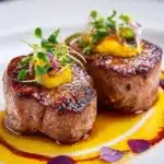 Médaillons de veau délicieusement garnis de sauce aux fruits de la passion