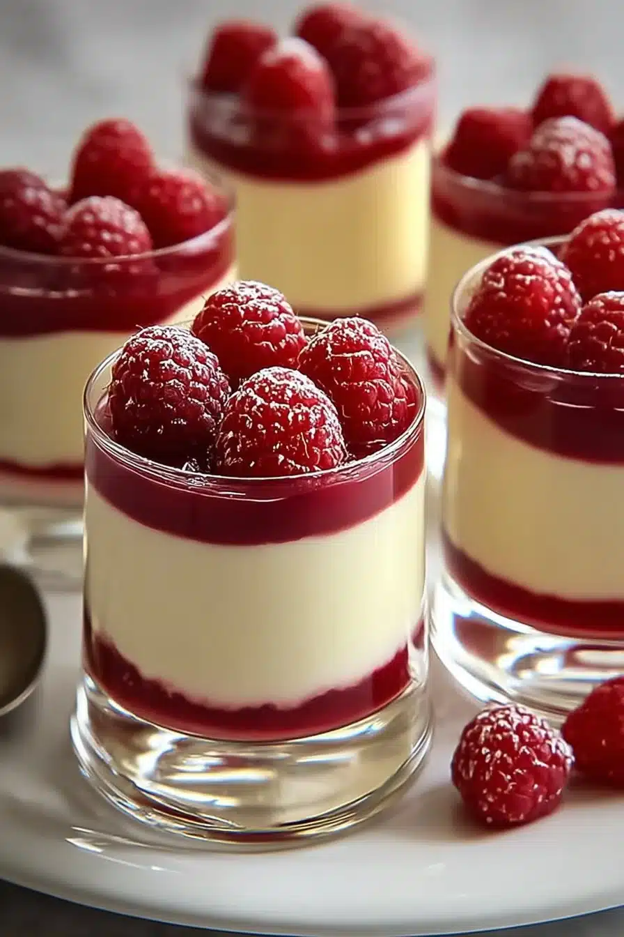 Mousse au chocolat blanc et framboise dans un verre élégant
