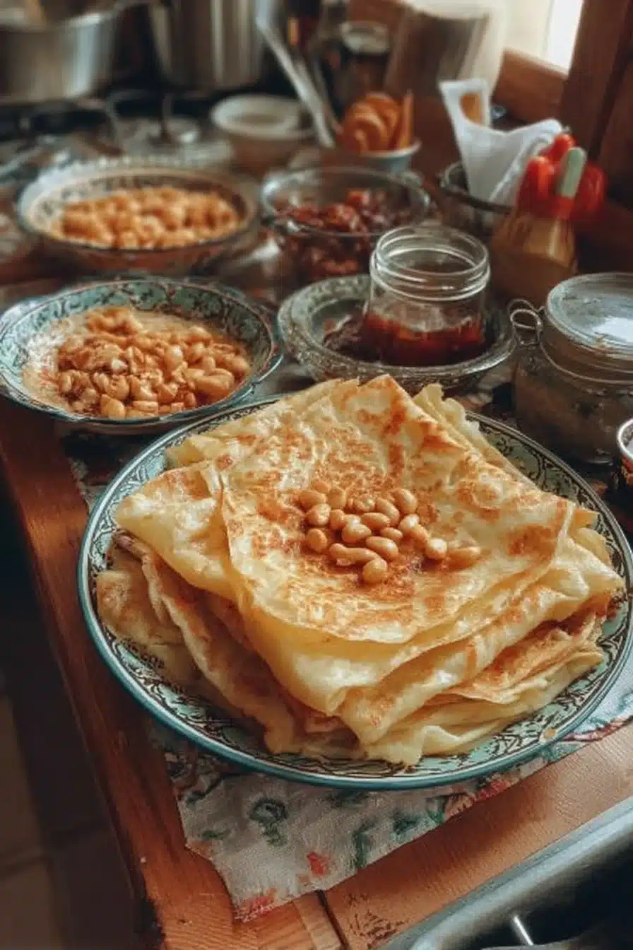 Msemen marocain feuilleté, spécialité culinaire du Maroc.