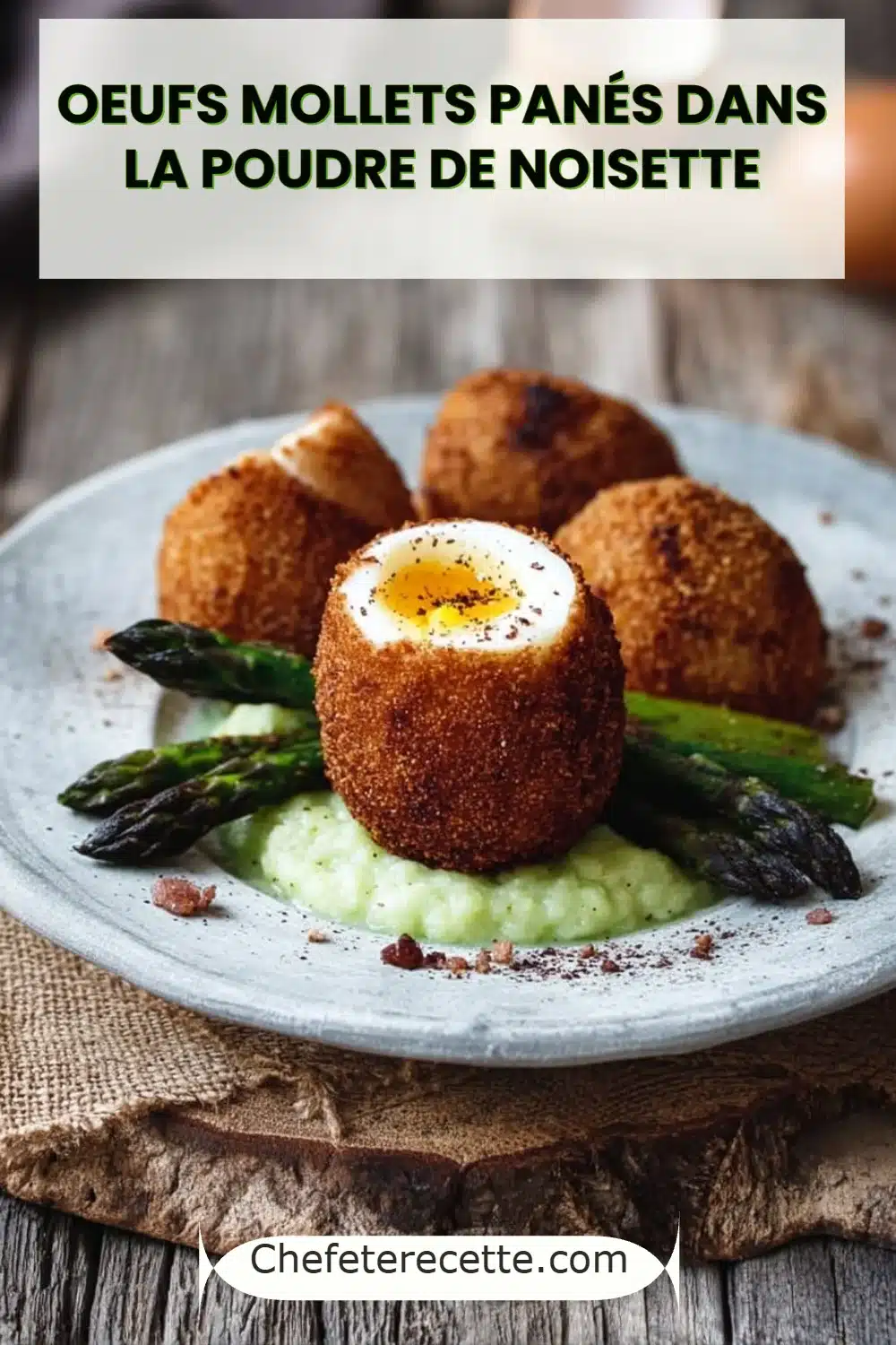 Oeufs mollets panés dans la poudre de noisette