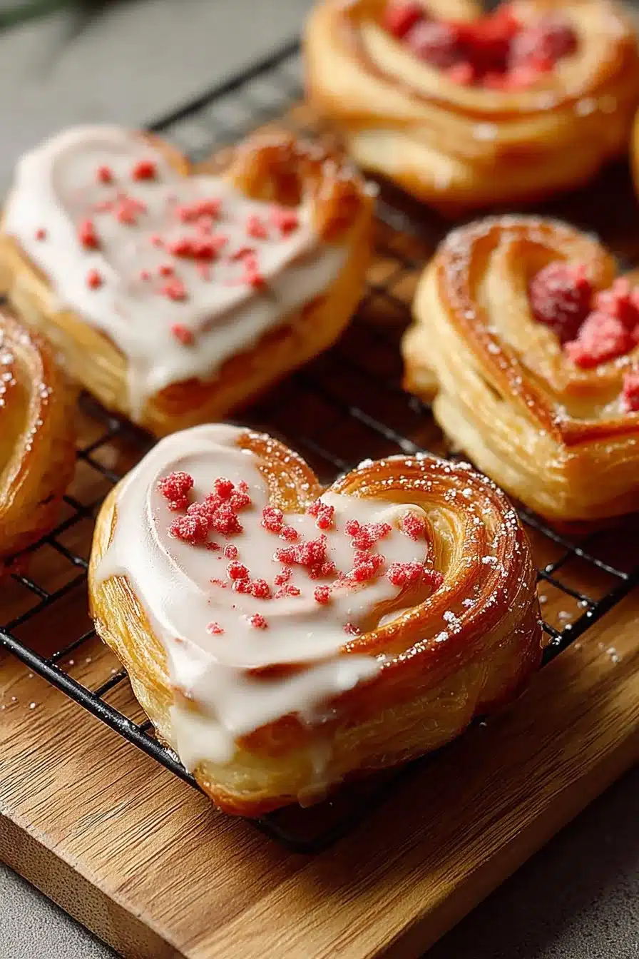 Palmiers feuilletés aux fraises et chocolat blanc délicieux