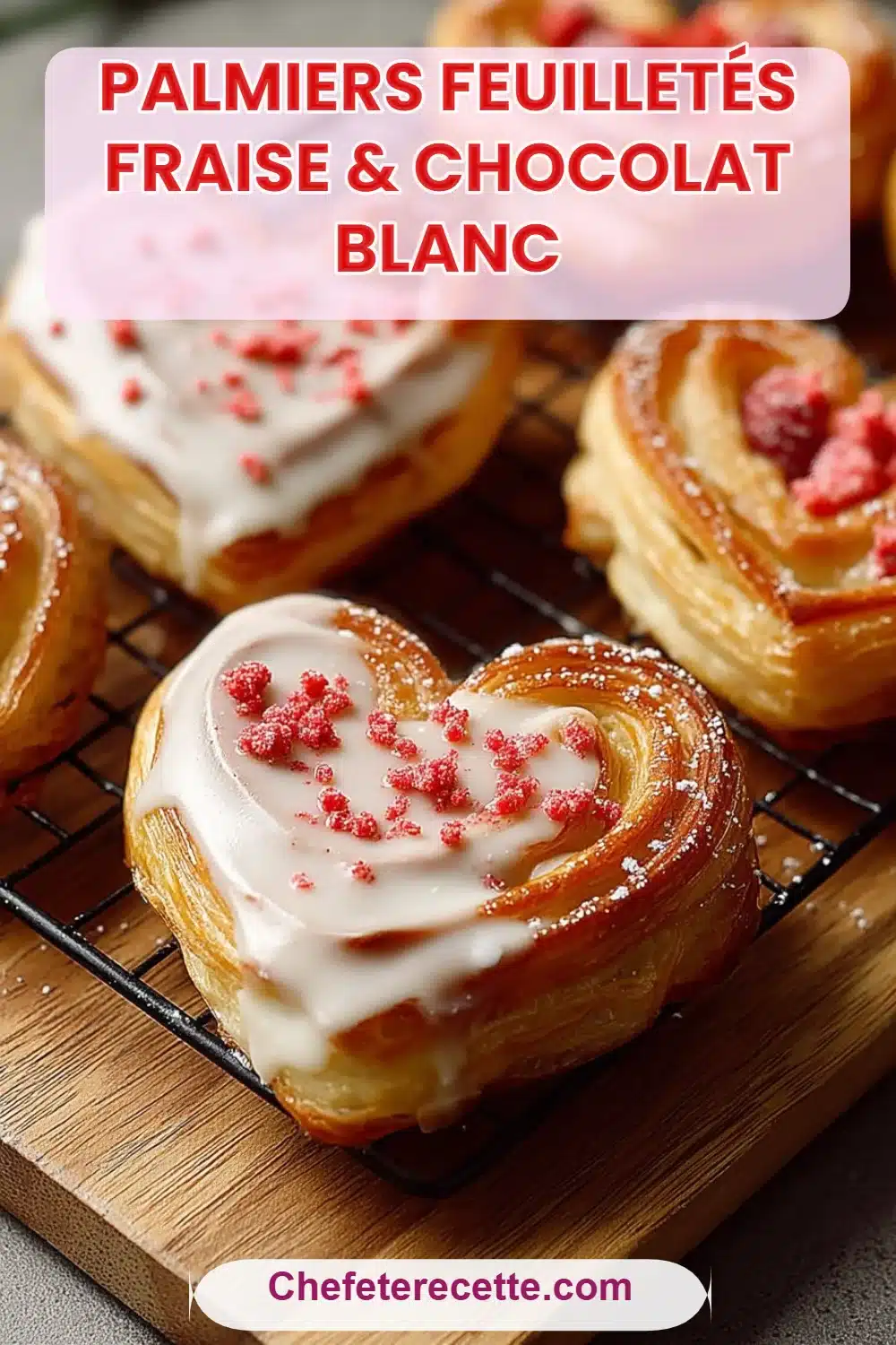 Palmiers Feuilletés Fraise & Chocolat Blanc